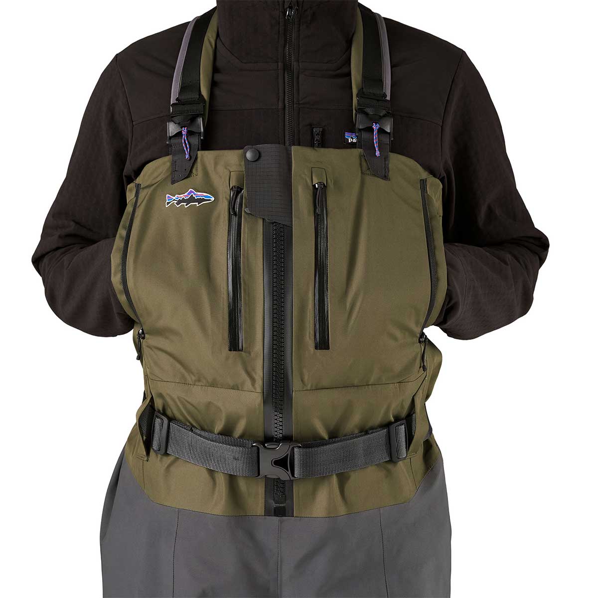 Patagonia Swiftcurrent Expedition Zip Front Waders Men's in Basin Green